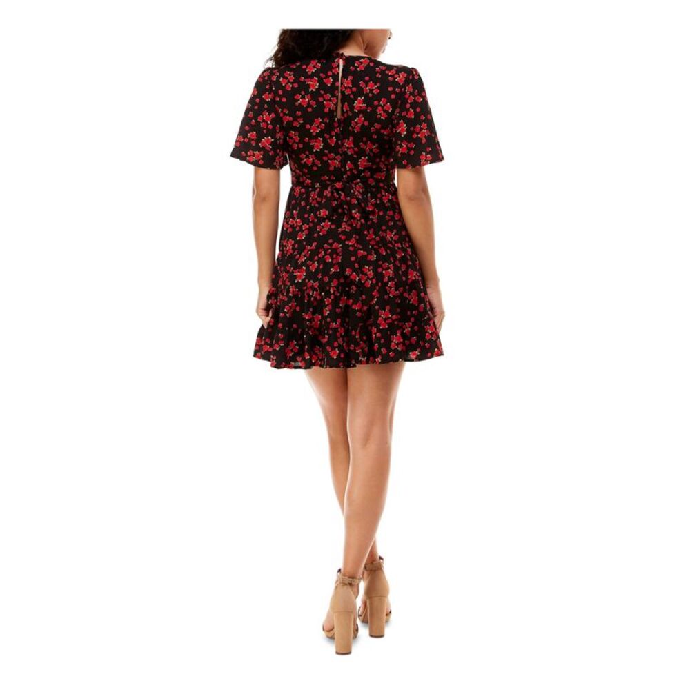 B DARLIN Womens Tie Skirt Back Flutter Sleeve Short Party Fit + Flare Dress - Picture 2 of 4